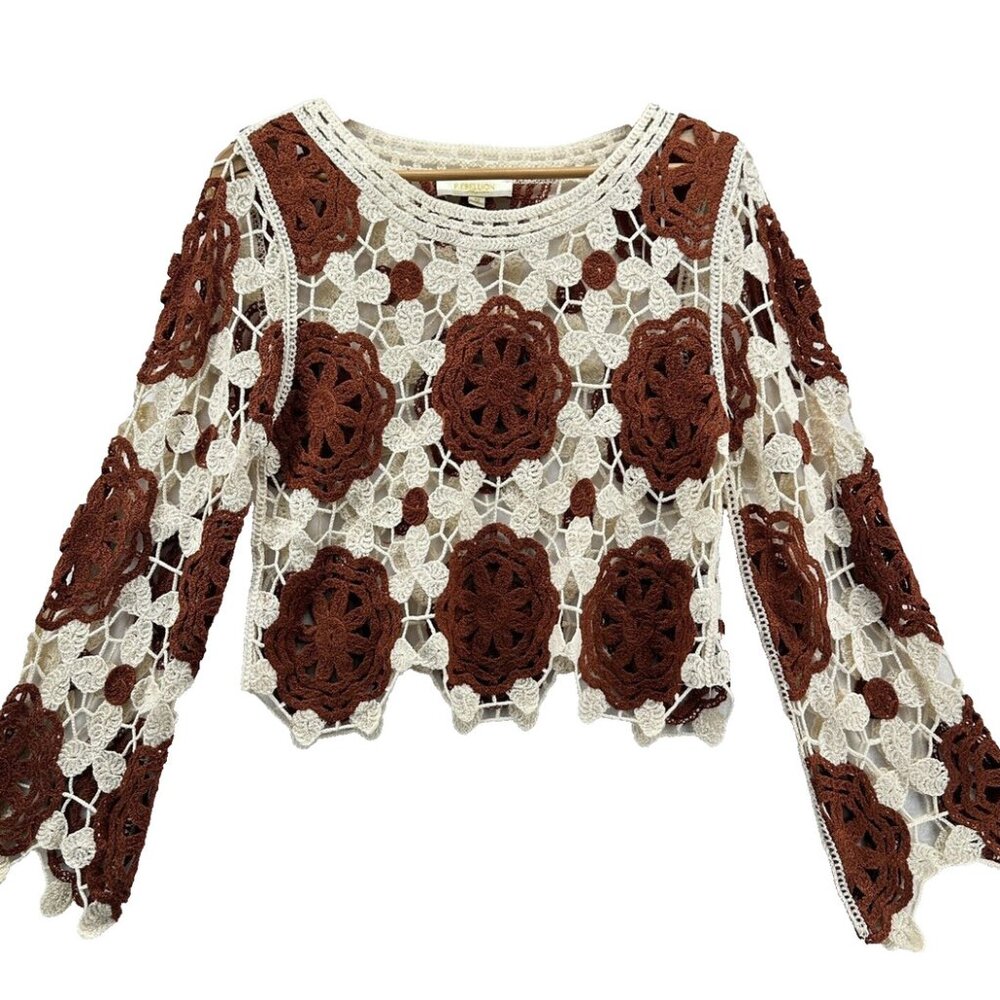 Rebellion Again Crochet Long Sleeve Top